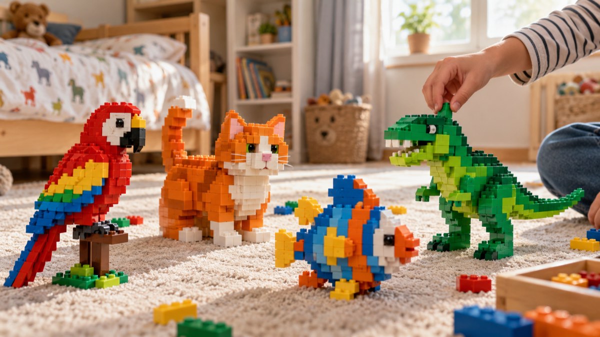 Klocki LEGO® ze zwierzętami — futro, pióra, łuski i smoki