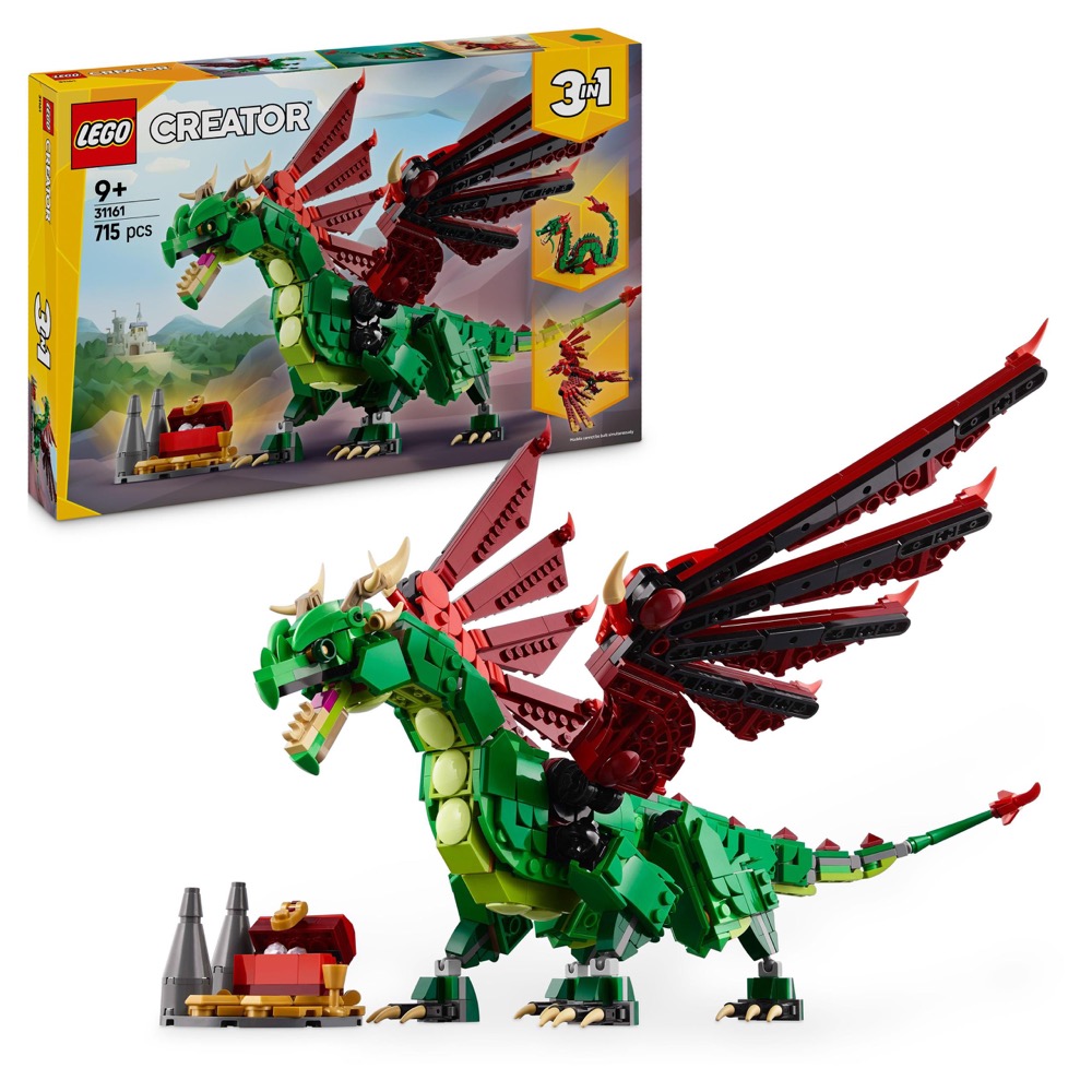 Klocki LEGO CREATOR 31161 Średniowieczny smok 3w1 Feniks Wąż morski — oryginalny zestaw klocków LEGO