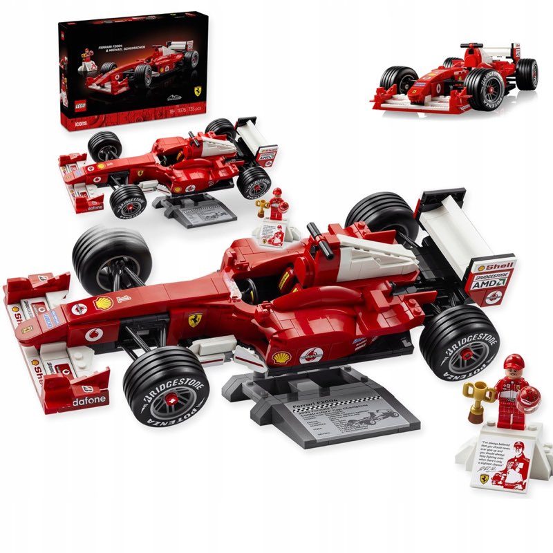 Klocki LEGO Icons 11375 Ferrari F2004 i Michael Schumacher — oryginalny zestaw klocków LEGO