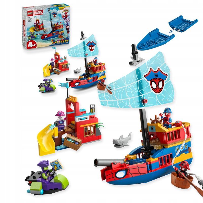 KLOCKI LEGO MARVEL 11208 Statek piracki drużyny Spidey'ego, zestaw +4 lata — oryginalny zestaw klocków LEGO