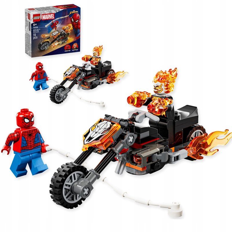 Klocki LEGO Super Heroes 76335 Spider-Man kontra Ghost Rider na motocyklu — oryginalny zestaw klocków LEGO