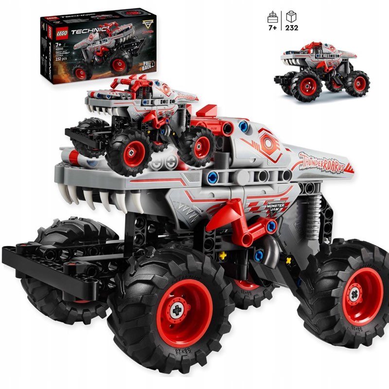 Klocki LEGO Technic Monster Jam ThunderROARus 42200 232 elementy pull-back — oryginalny zestaw klocków LEGO