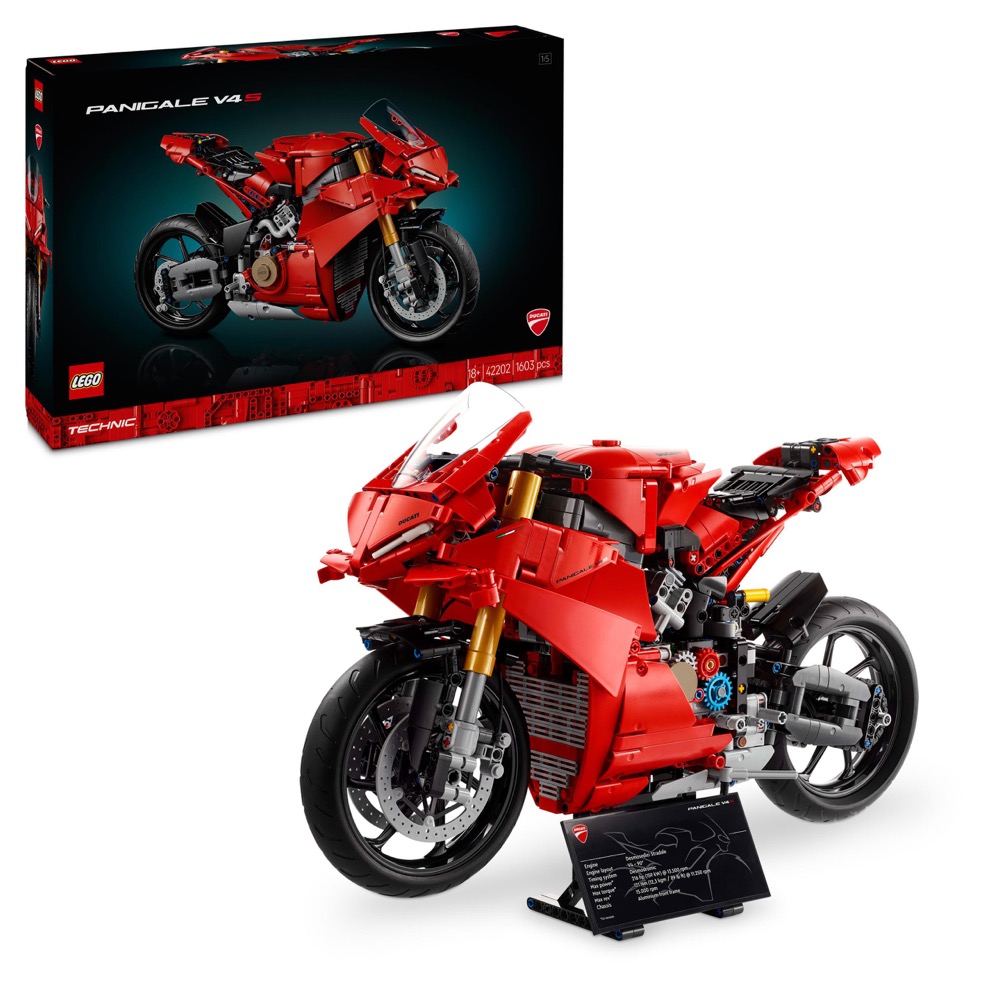 Klocki LEGO Technic motocykl Ducati Panigale V4 S 42202 1:5 1603 elementów — oryginalny zestaw klocków LEGO