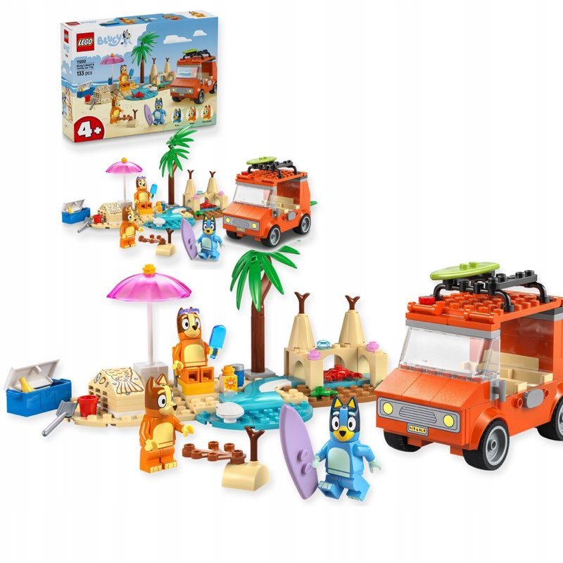 LEGO Bluey 11202 Bluey i rodzinna wycieczka samochodem na plażę — oryginalny zestaw klocków LEGO