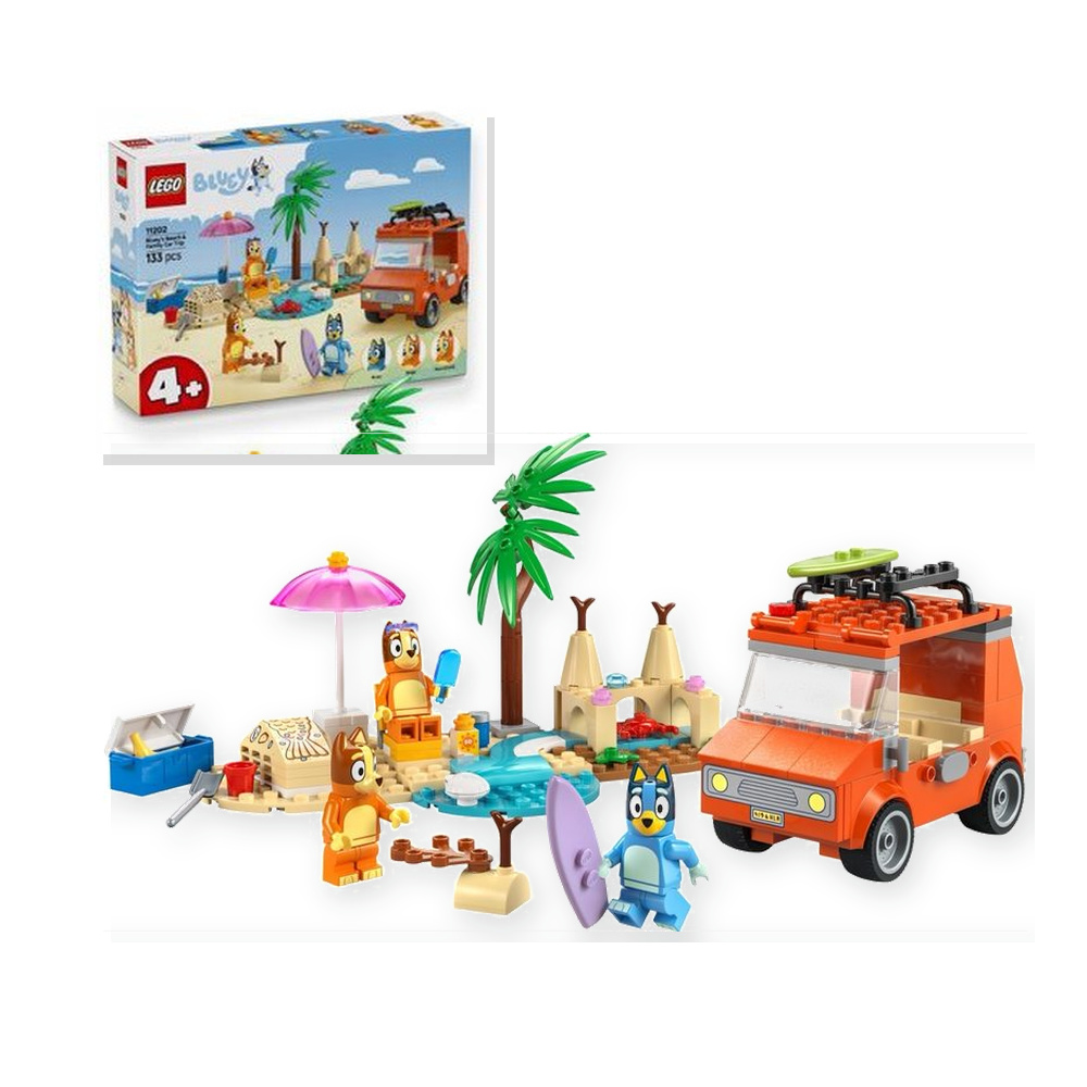 LEGO Bluey 11202 Bluey i rodzinna wycieczka samochodem na plażę