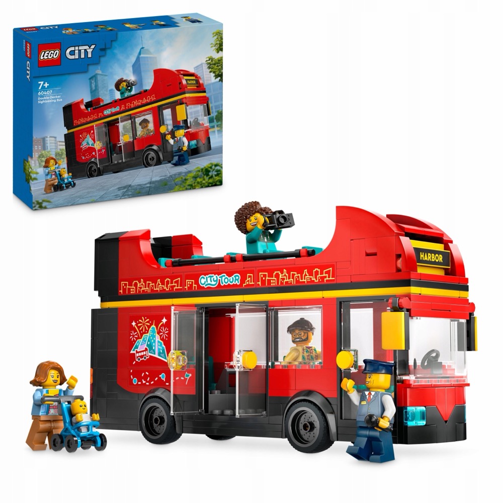 LEGO City 60407 Czerwony piętrowy autobus wycieczkowy — oryginalny zestaw klocków LEGO