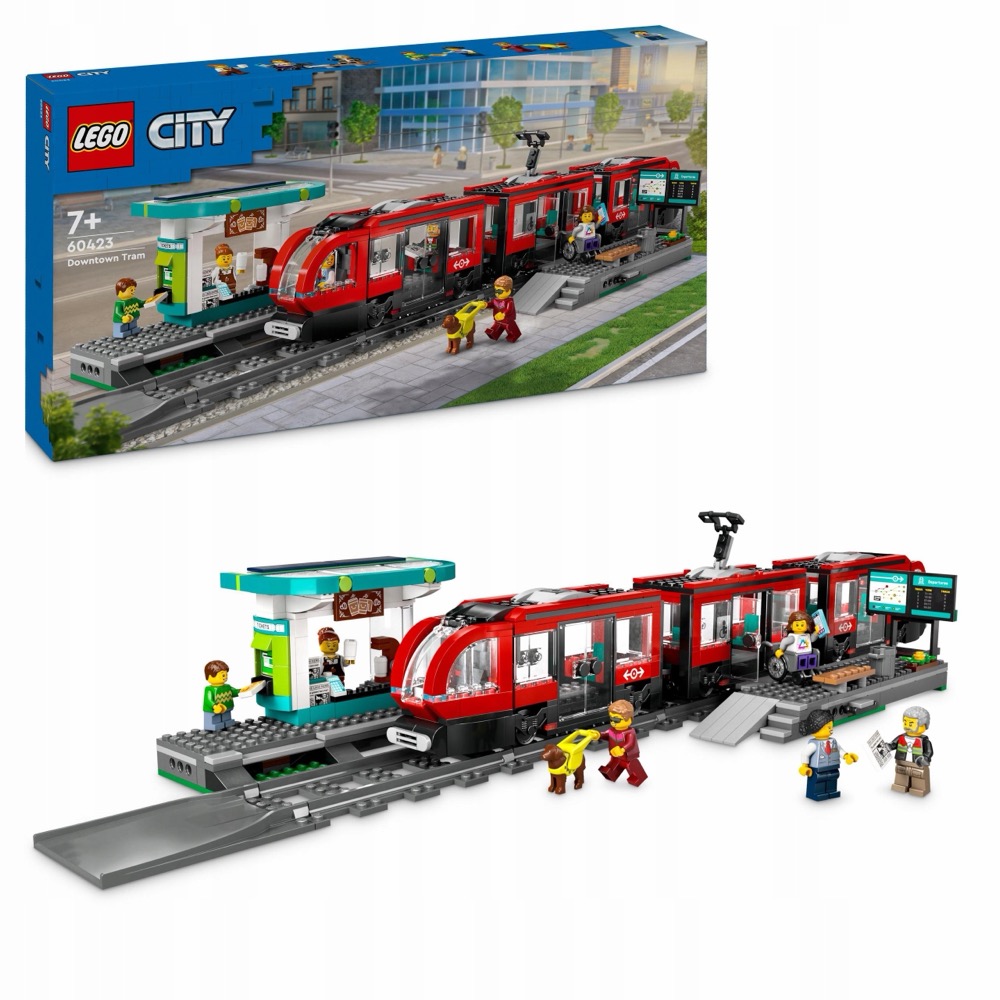 LEGO City 60423 Tramwaj miejski ze stacją — oryginalny zestaw klocków LEGO