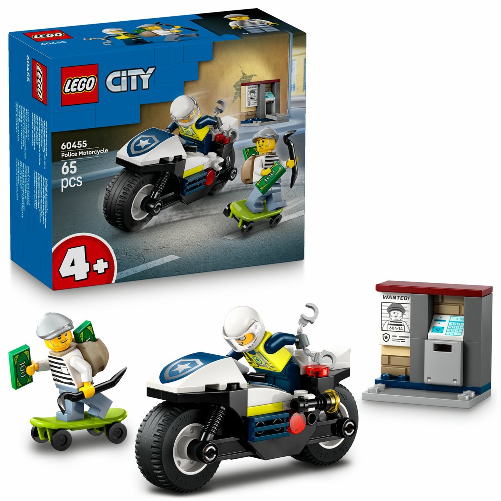 LEGO City 60455 Pościg na motocyklu policyjnym — oryginalny zestaw klocków LEGO