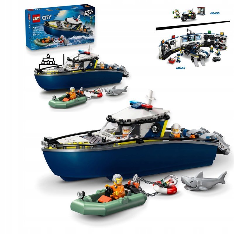 LEGO City 60456 Pościg łodzią policyjną — oryginalny zestaw klocków LEGO