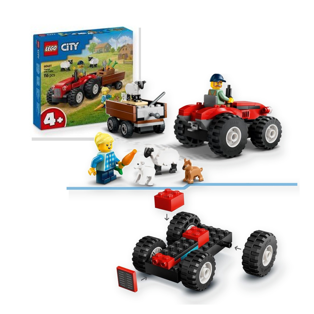 LEGO City 60461 Czerwony traktor z przyczepą i owcami