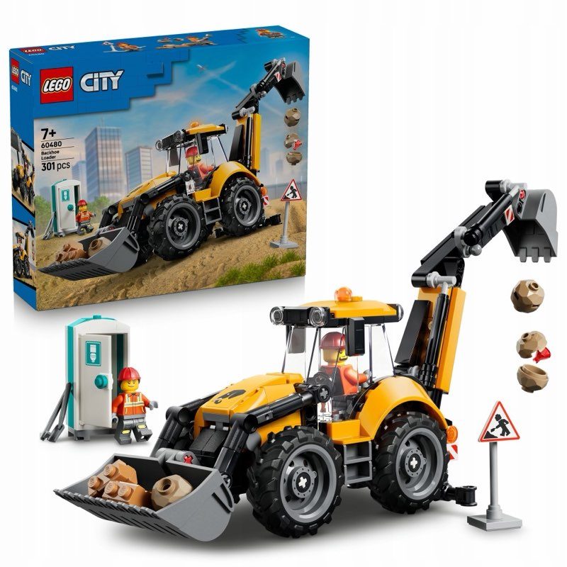 LEGO City 60480 Żółta ładowarka z koparką — oryginalny zestaw klocków LEGO