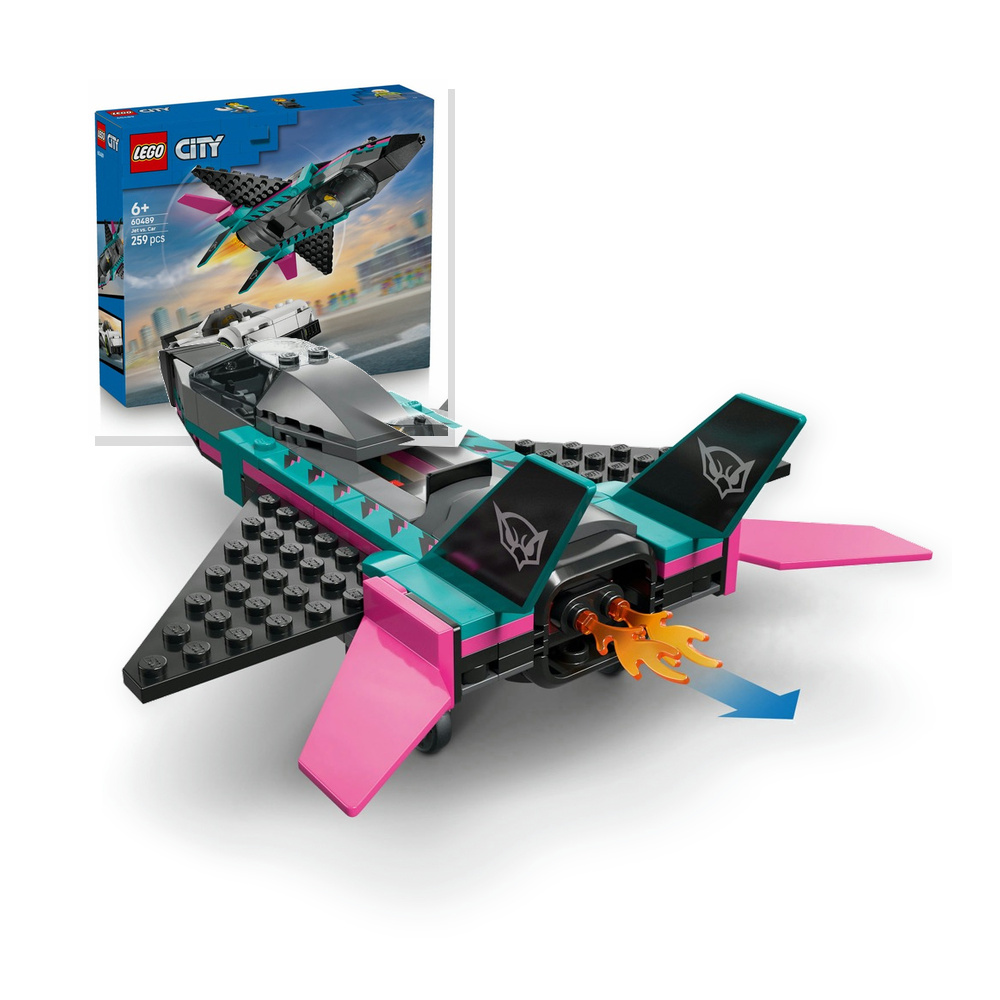 LEGO CITY 60489 Odrzutowiec kontra samochód, zestaw klocków dla dzieci +6