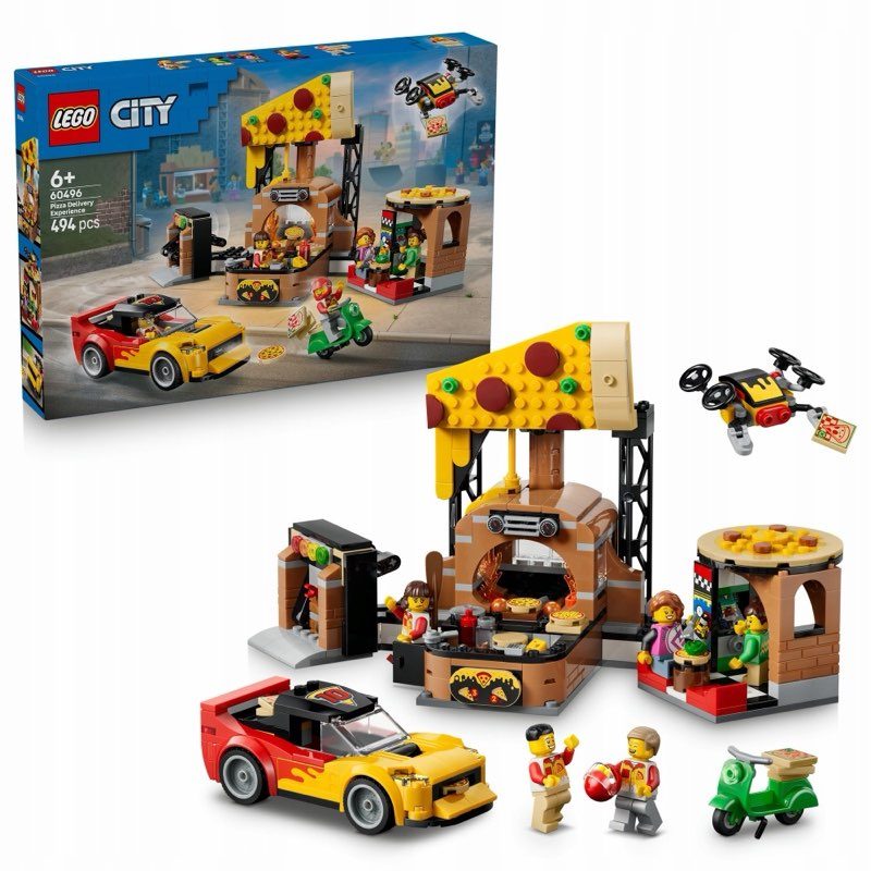 LEGO City 60496 Dostawa pizzy i pojazdy — oryginalny zestaw klocków LEGO