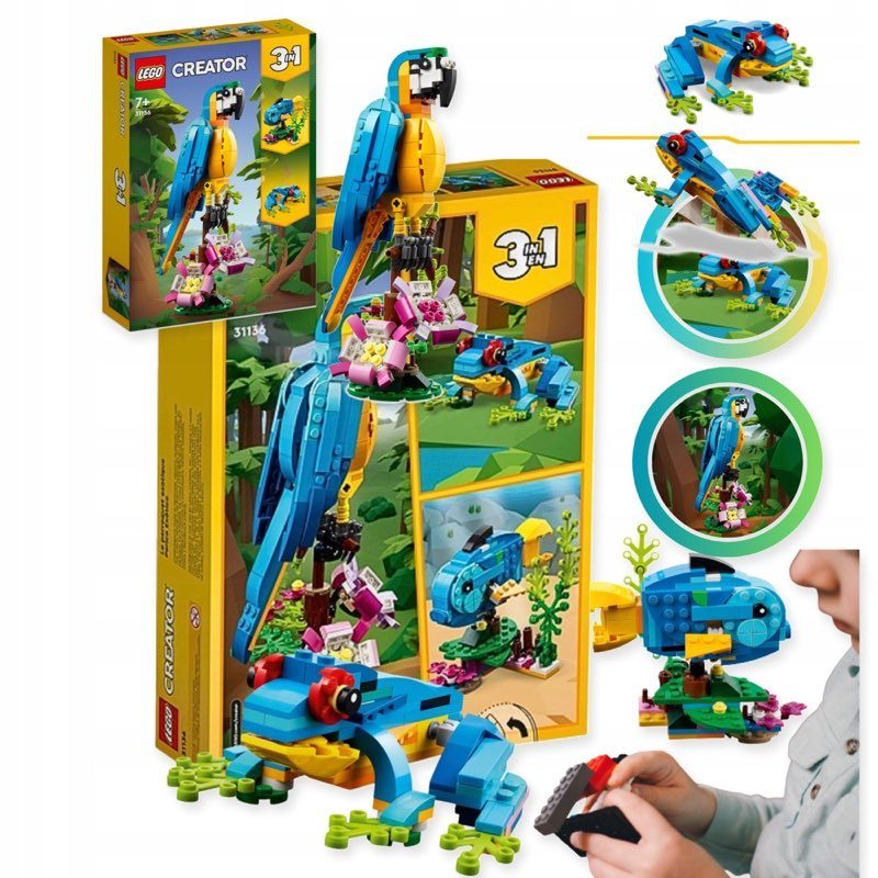 LEGO Creator 3 w 1 31136 Egzotyczna papuga — oryginalny zestaw klocków LEGO