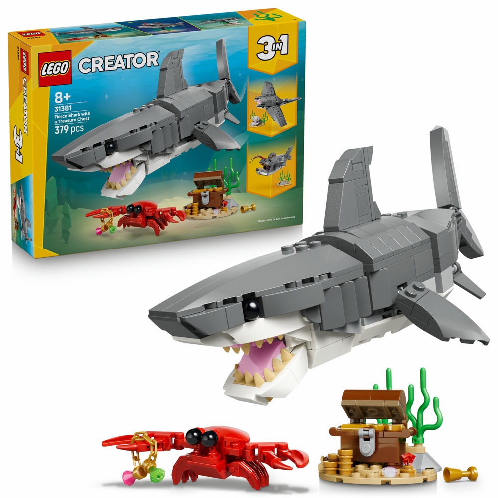 LEGO Creator 3 w 1 31381 Rekin i skrzynia ze skarbem — oryginalny zestaw klocków LEGO
