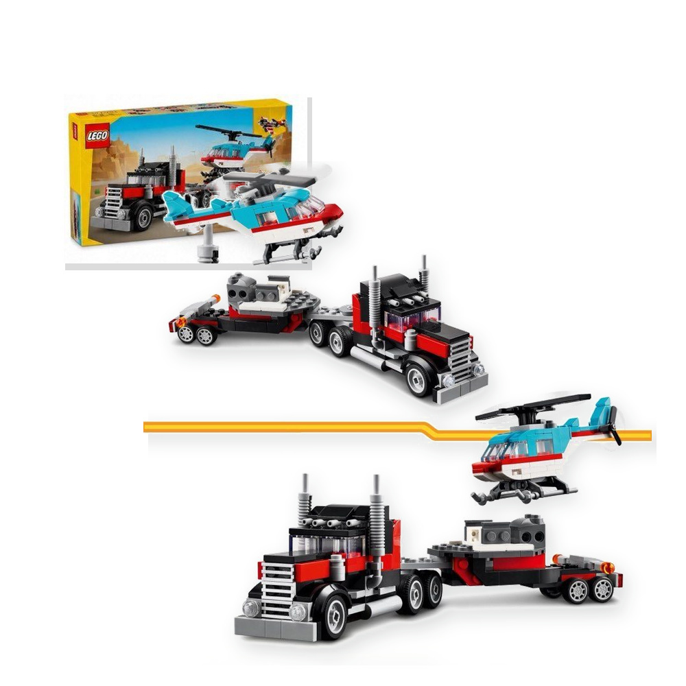LEGO Creator 3 w 1 31146 Ciężarówka z platformą i helikopterem