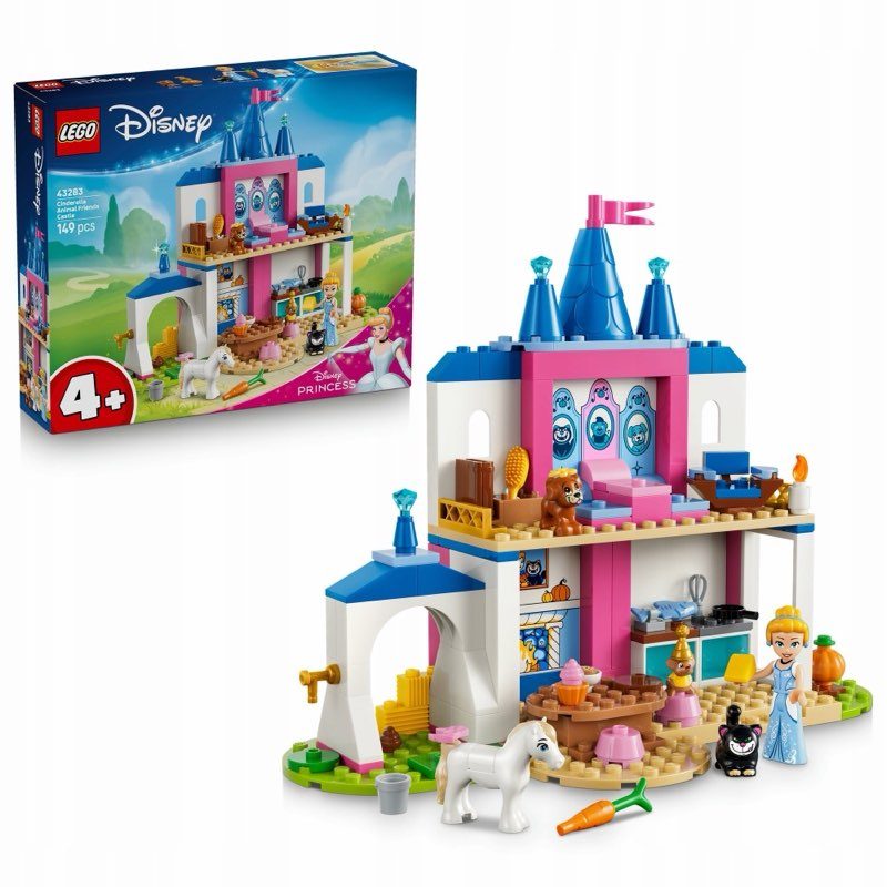 LEGO Disney 43283 Zamek Kopciuszka i jej przyjaciele — oryginalny zestaw klocków LEGO