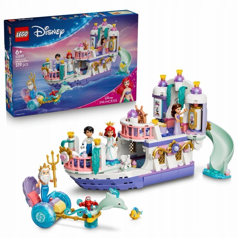 LEGO Disney 43299 Arielina łódź i królewski ślub — oryginalny zestaw klocków LEGO