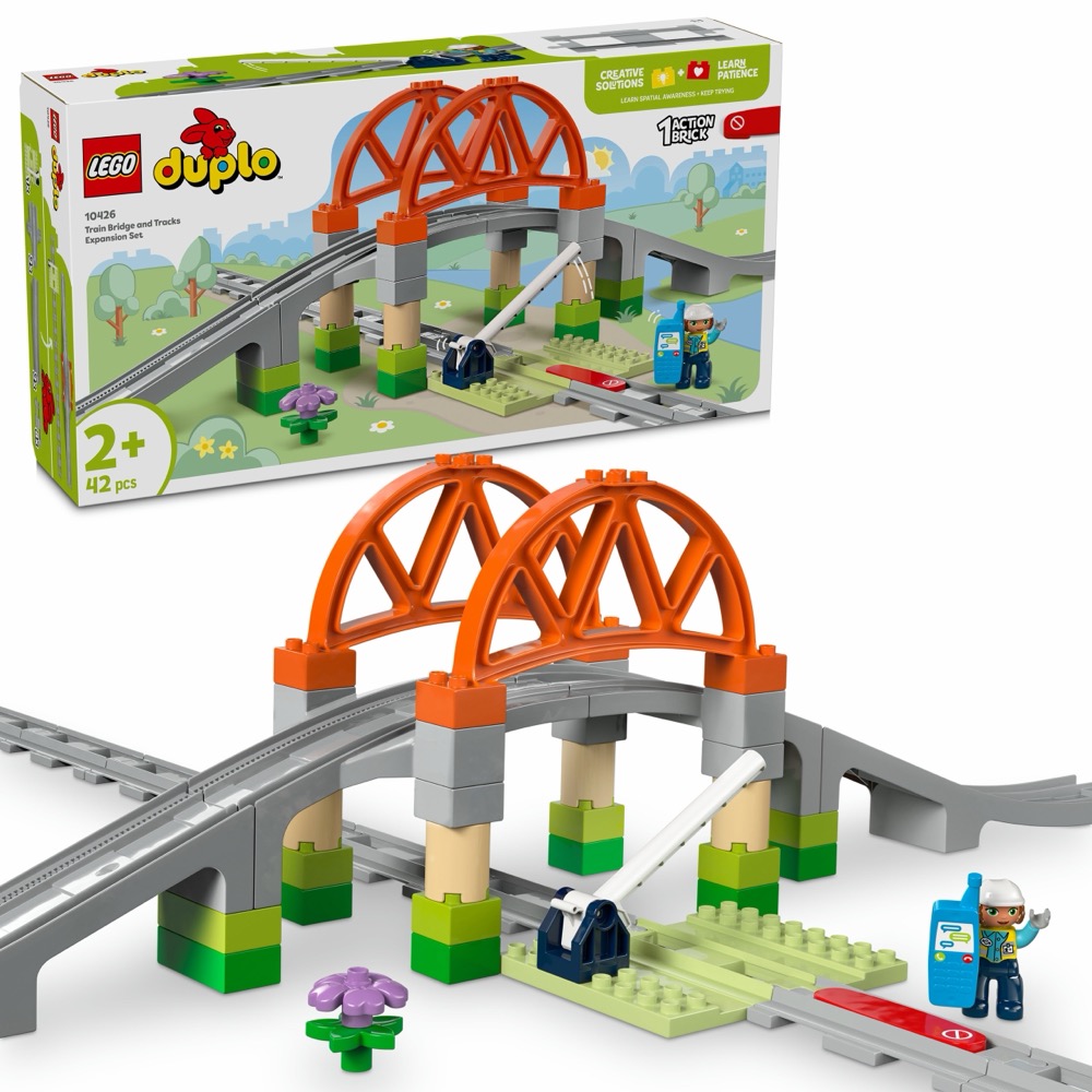 LEGO DUPLO 10426 Most kolejowy i tory - zestaw rozszerzający — oryginalny zestaw klocków LEGO