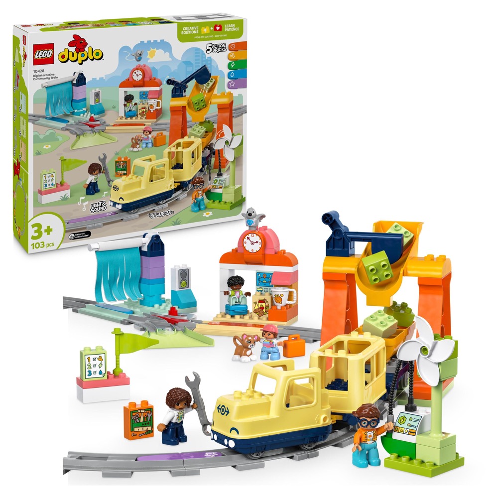 LEGO DUPLO 10428 Duży interaktywny pociąg miejski — oryginalny zestaw klocków LEGO