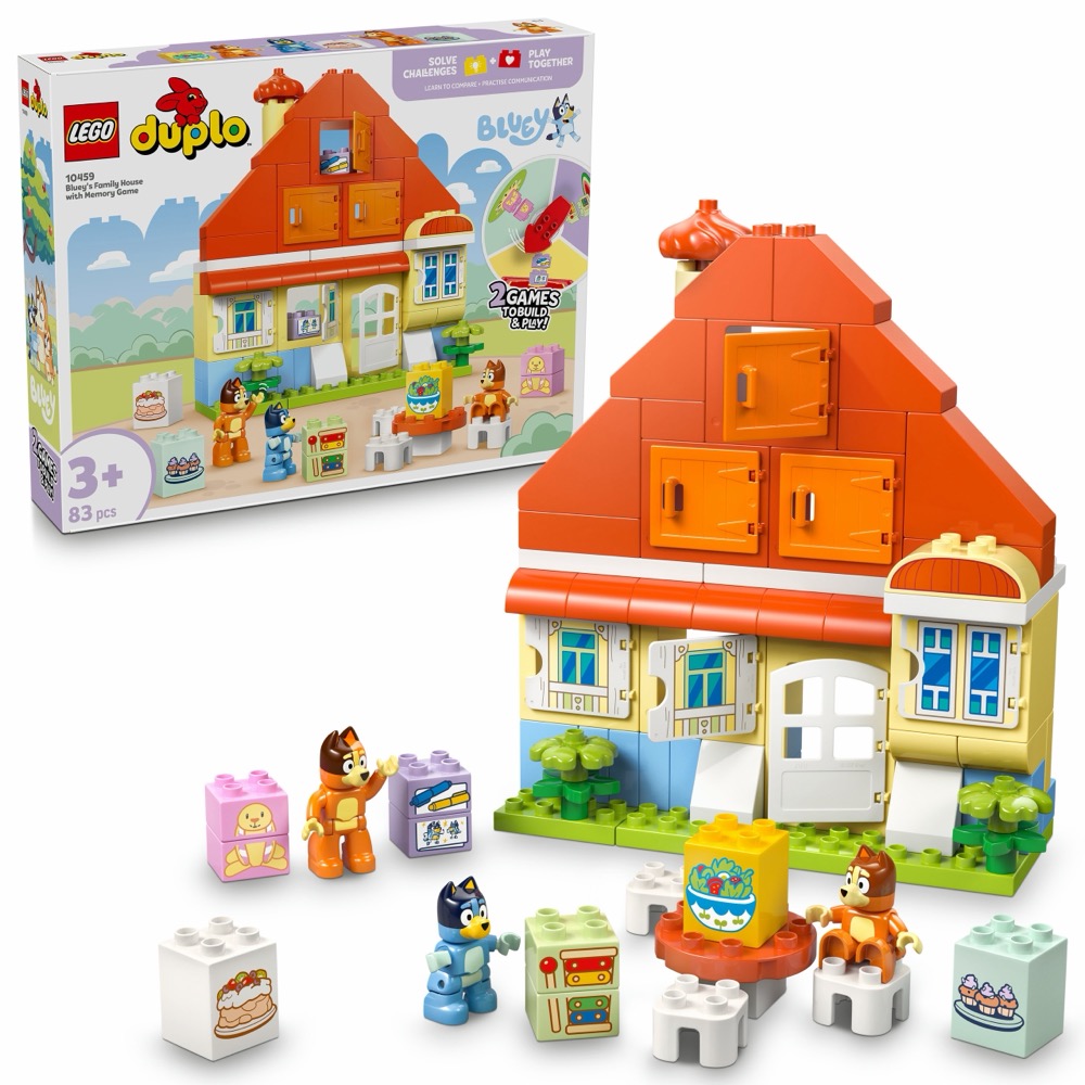 LEGO Duplo Bluey 10459 Dom rodzinny Blue z grą pamięciową — oryginalny zestaw klocków LEGO
