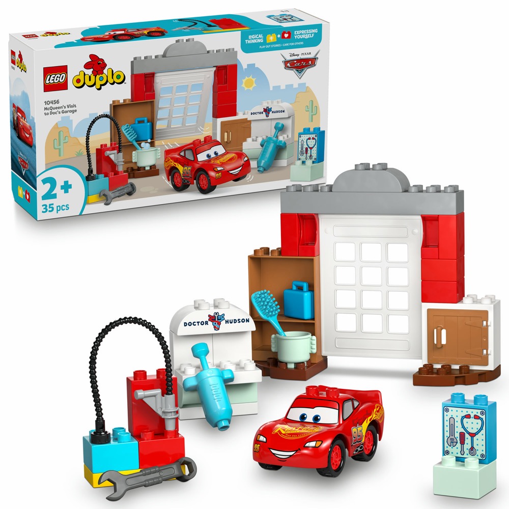 LEGO DUPLO Disney 10456 McQueen i wizyta w garażu doktora Hudsona — oryginalny zestaw klocków LEGO