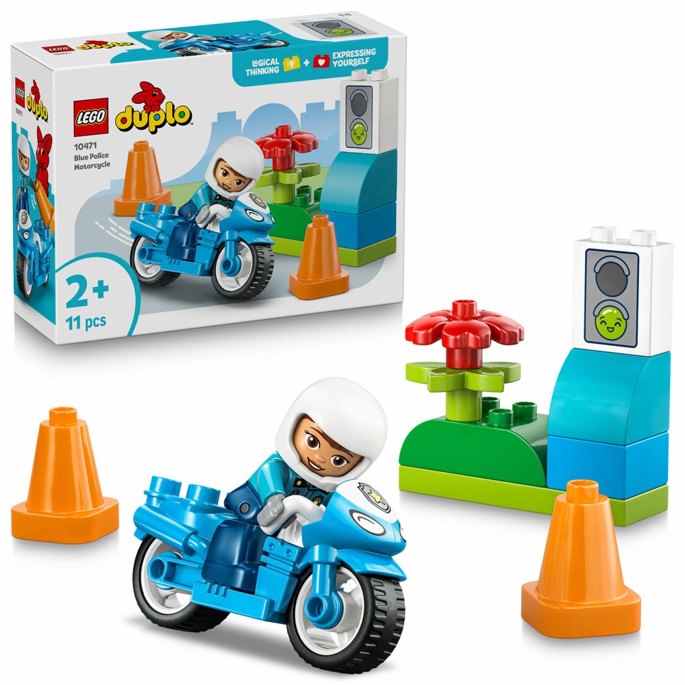LEGO DUPLO Niebieski motocykl policyjny 10471 — oryginalny zestaw klocków LEGO