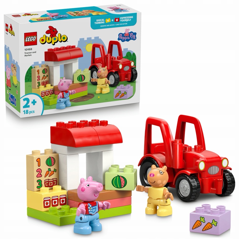LEGO DUPLO Świnka Peppa 10468 Traktor i targowisko — oryginalny zestaw klocków LEGO