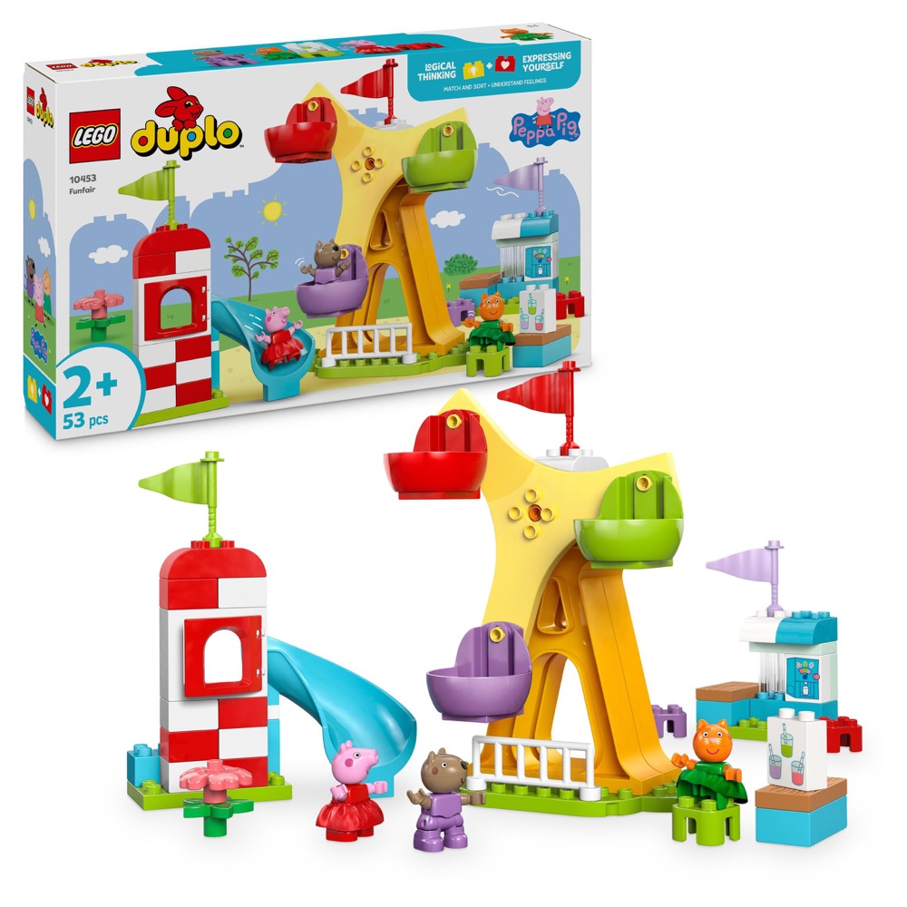 LEGO DUPLO Świnka Peppa Wesołe miasteczko 10453 53 elementy — oryginalny zestaw klocków LEGO
