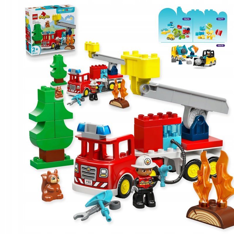 LEGO DUPLO Wóz strażacki z wężem i strażakiem 10473 — oryginalny zestaw klocków LEGO