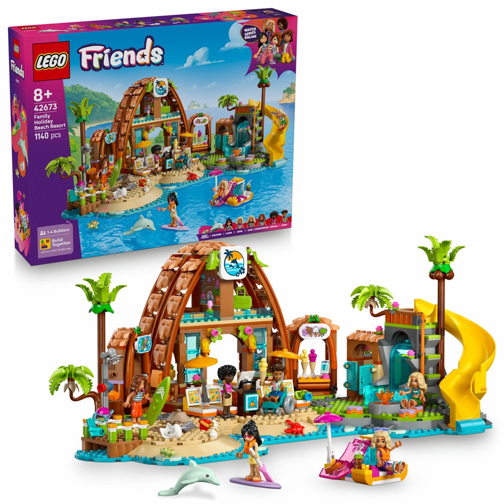 LEGO Friends 42673 Klocki Rodzinne wakacje na plaży — oryginalny zestaw klocków LEGO