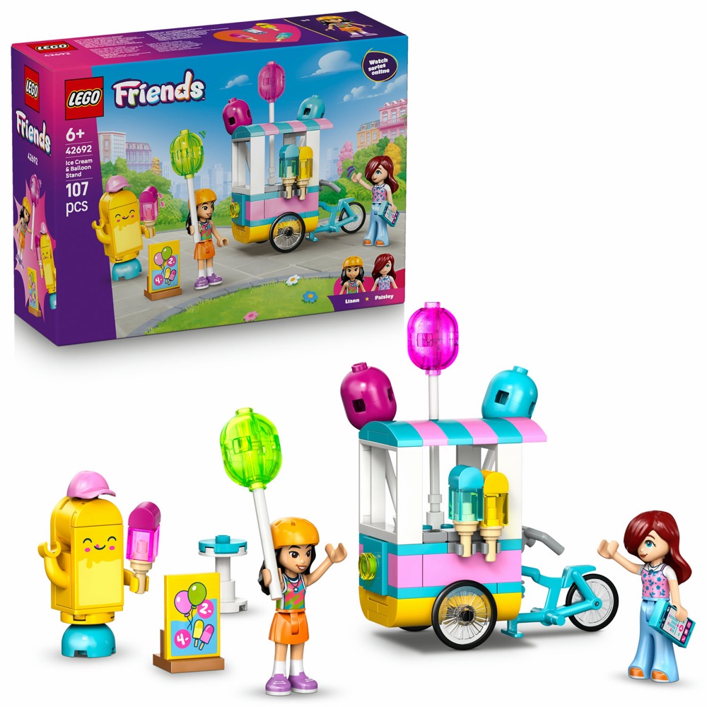 Lego Friends 42692 Stoisko z lodami i balonami Minilaleczki Liann i Paisley — oryginalny zestaw klocków LEGO