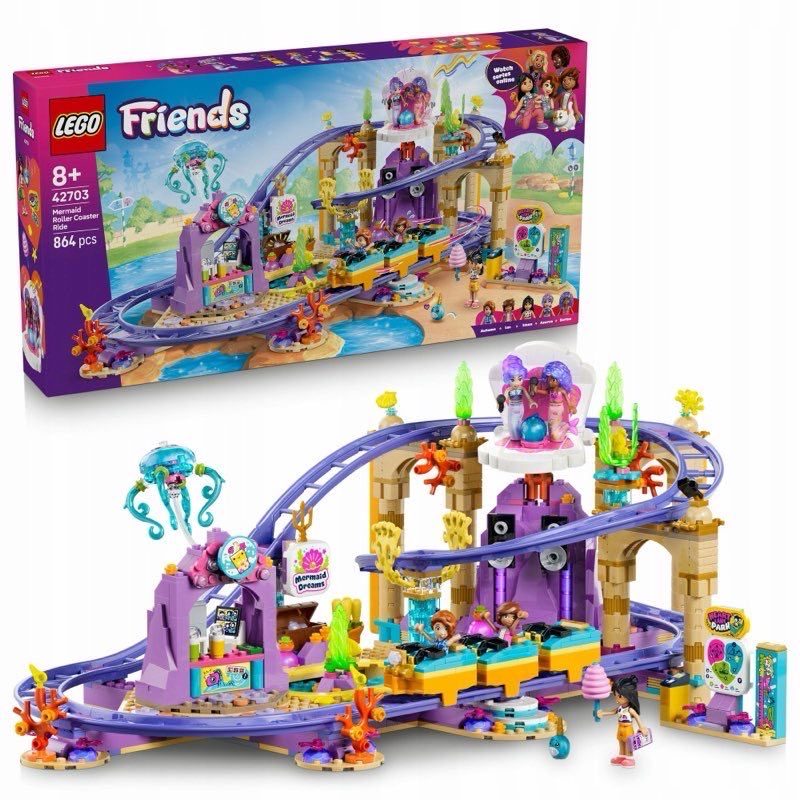 LEGO Friends 42703 Zábavní park: Mořská panna na horské dráze — oryginalny zestaw klocków LEGO