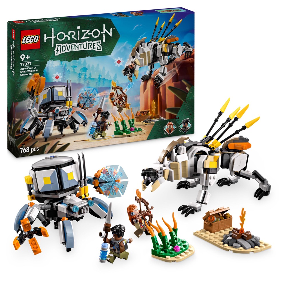 LEGO Horizon Adventures 77037 Aloy i Varl kontra Shell-Walker i Piłoząb — oryginalny zestaw klocków LEGO