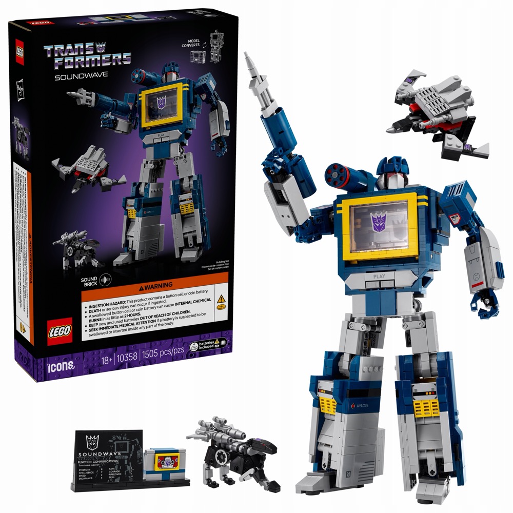 LEGO Icons 10358 Transformers: Soundwave Model Kolekcjonerski — oryginalny zestaw klocków LEGO