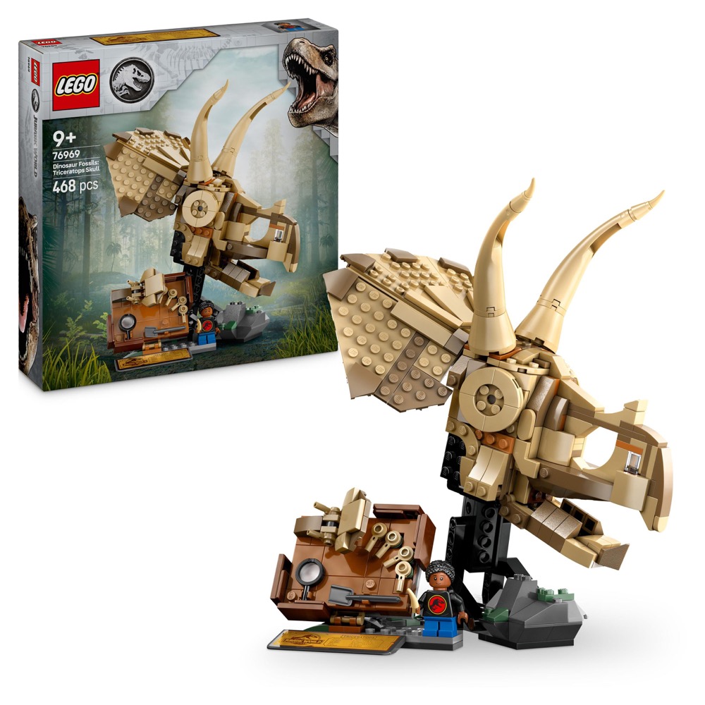LEGO Jurassic World 76969 Skamieniałości dinozaurów: Czaszka triceratopsa — oryginalny zestaw klocków LEGO