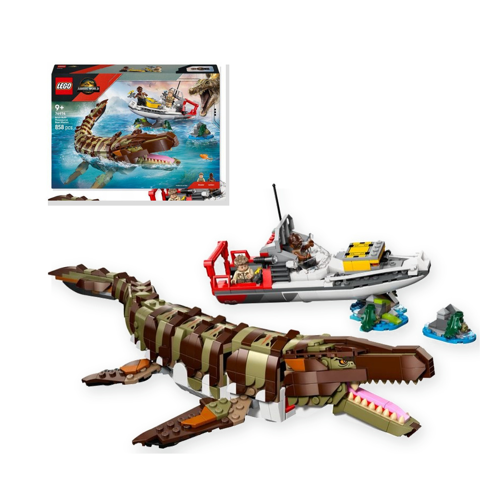 LEGO Jurassic World 76974 Misja na łodzi i model mozazaura