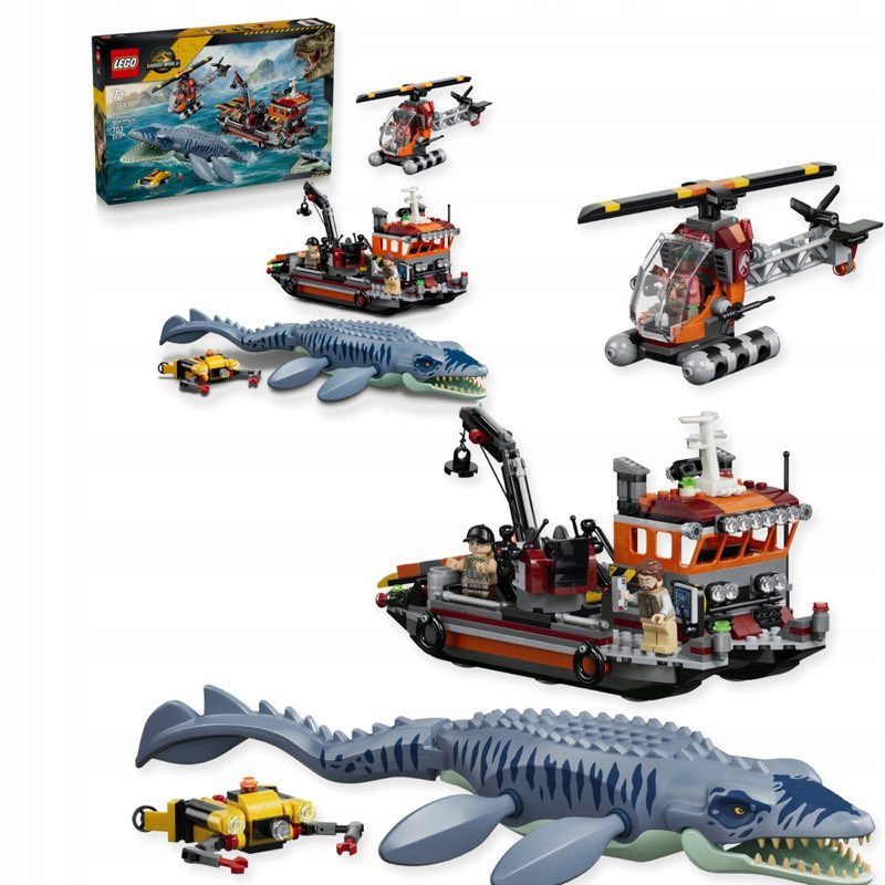 LEGO Jurassic World 77983 Atak mosazaura na łódź — oryginalny zestaw klocków LEGO