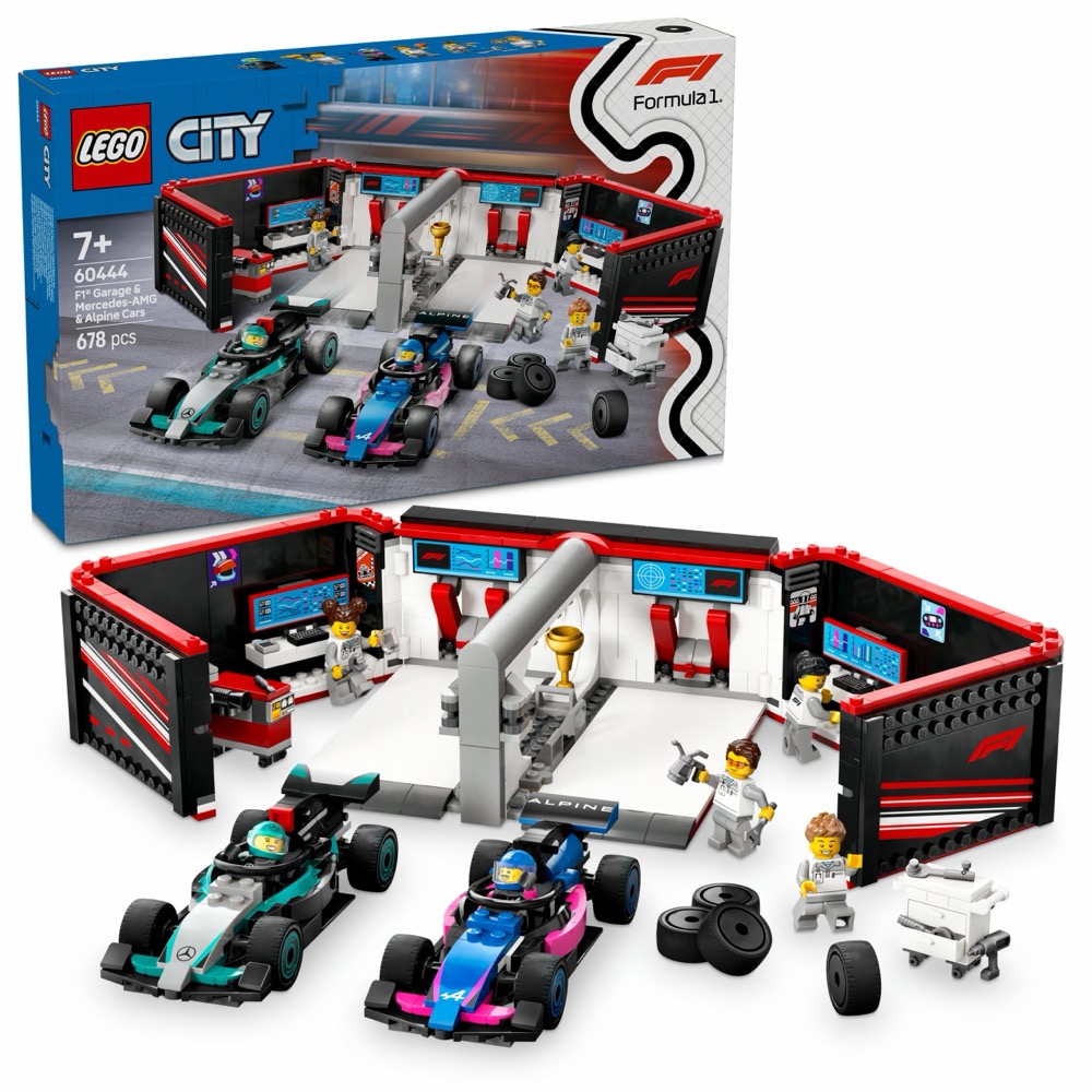 LEGO Klocki City F1 Garaż i bolidy Mercedes-AMG i Alpine 60444 — oryginalny zestaw klocków LEGO