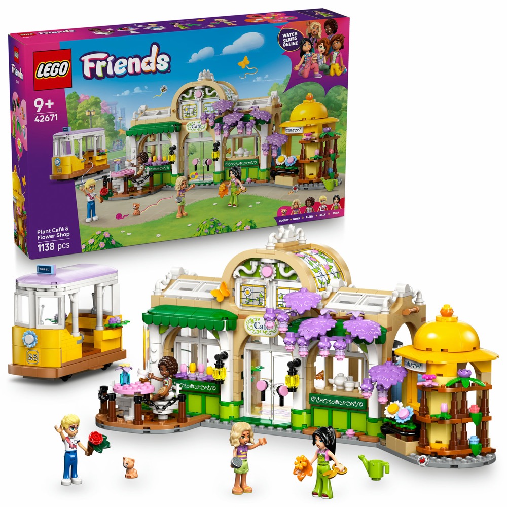LEGO Klocki Friends 42671 Zielona kawiarnia i kwiaciarnia — oryginalny zestaw klocków LEGO