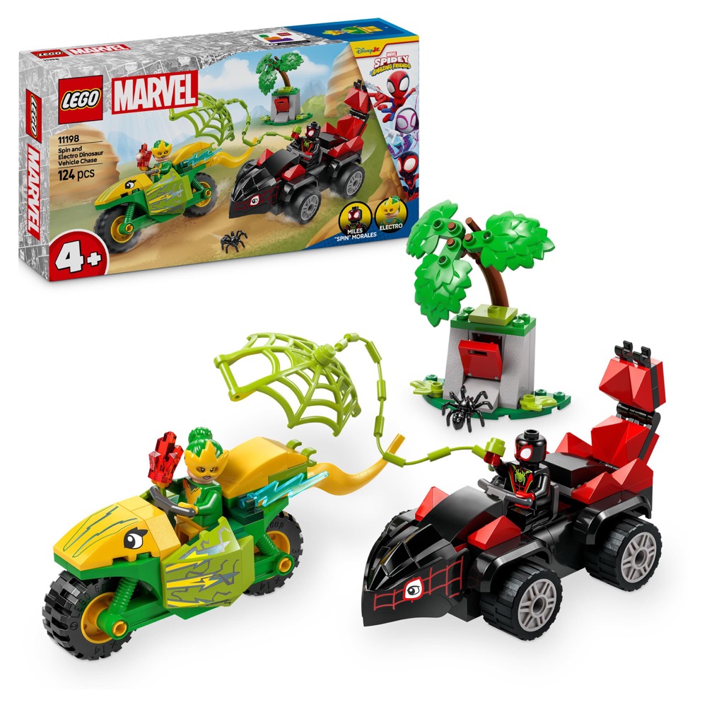 LEGO Marvel Spidey 11198 Pościg Spina za Electro w dinopojeździe — oryginalny zestaw klocków LEGO