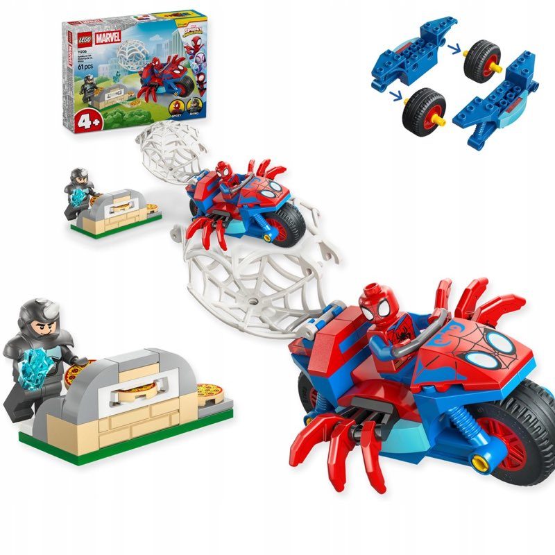 LEGO MARVEL Spidey na motocyklu kontra Rhino 11206 — oryginalny zestaw klocków LEGO