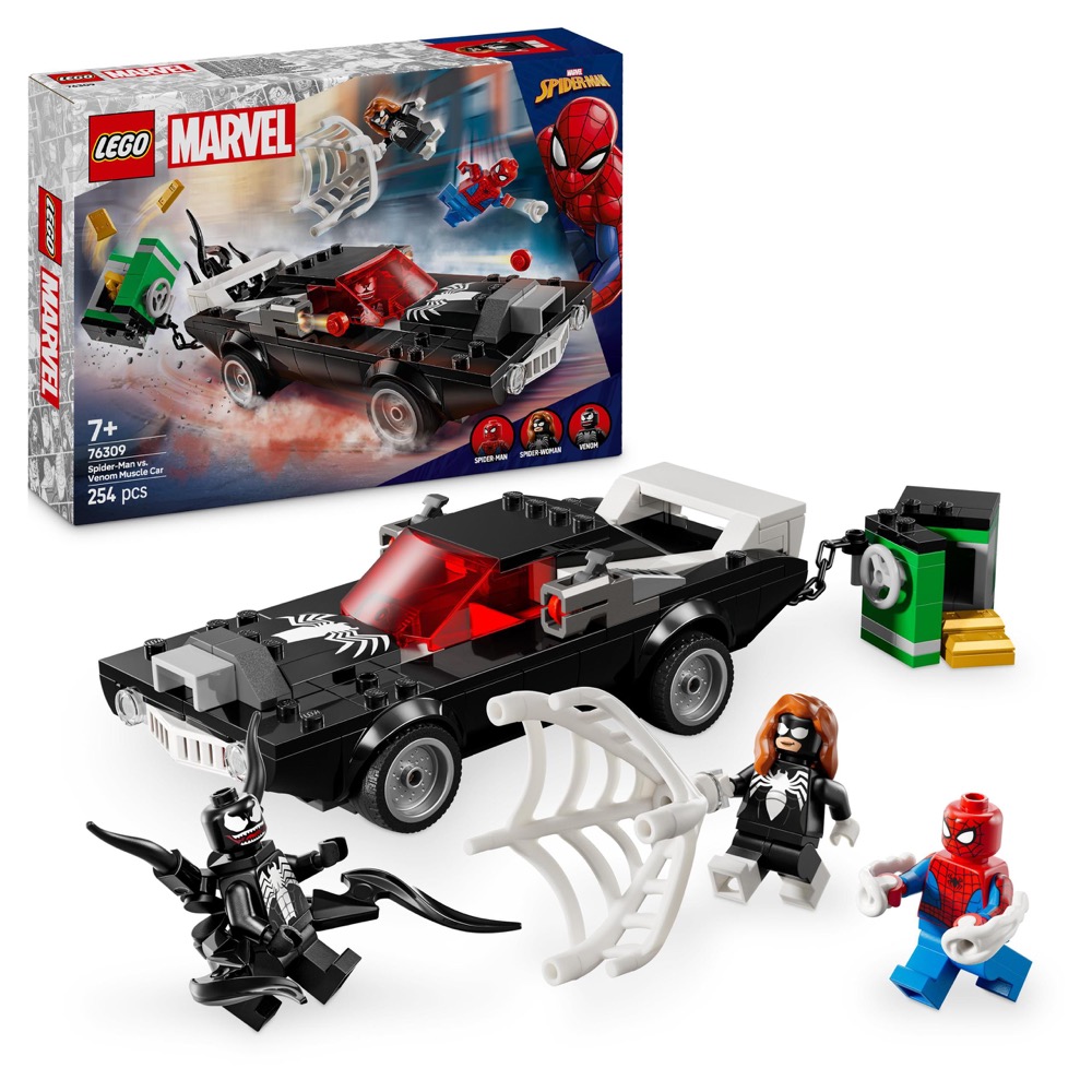 LEGO MARVEL SUPER HEROES Spider-Man kontra muscle car Venoma 76309 — oryginalny zestaw klocków LEGO