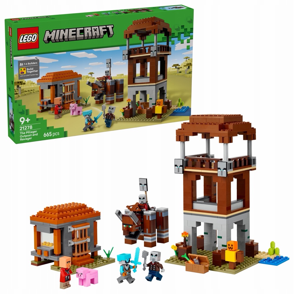 LEGO Minecraft 21278 Kryjówka rozbójników i dewastatorów — oryginalny zestaw klocków LEGO