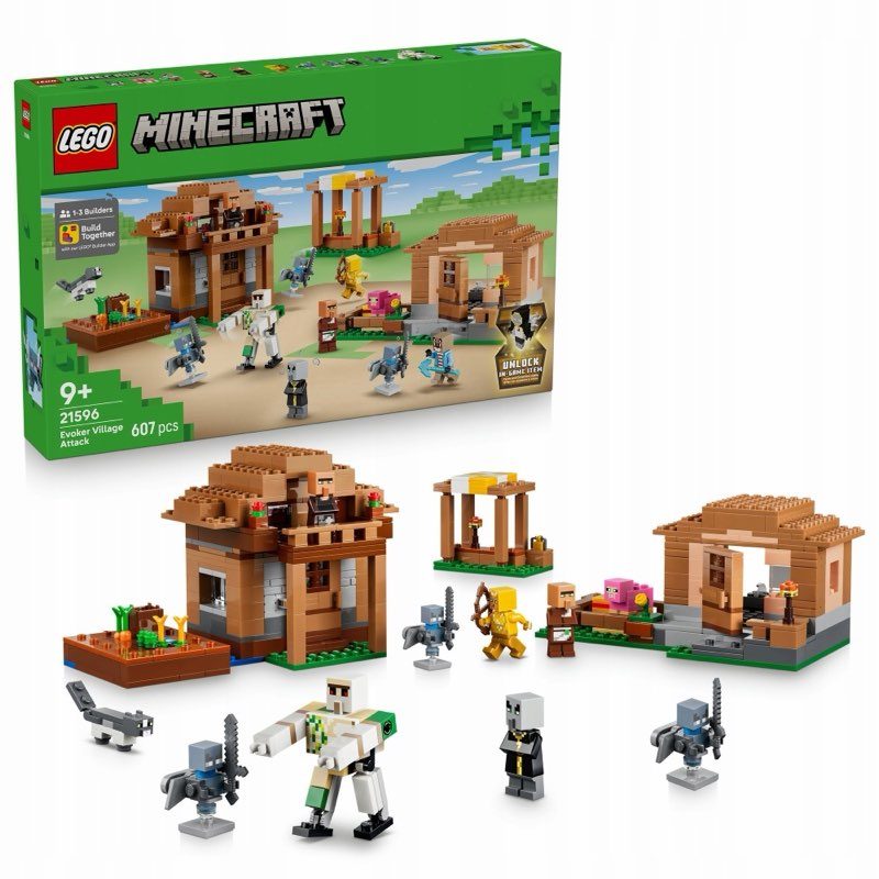 LEGO Minecraft 21596 Atak Maga na wioskę — oryginalny zestaw klocków LEGO