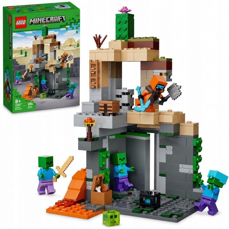 Klocki LEGO Minecraft Zombie Dungeon 284 elementy — oryginalny zestaw klocków LEGO