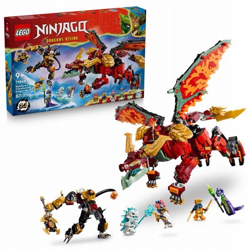LEGO NINJAGO 71868 Wyldfyre i transformowalny kombinezon smoka — oryginalny zestaw klocków LEGO