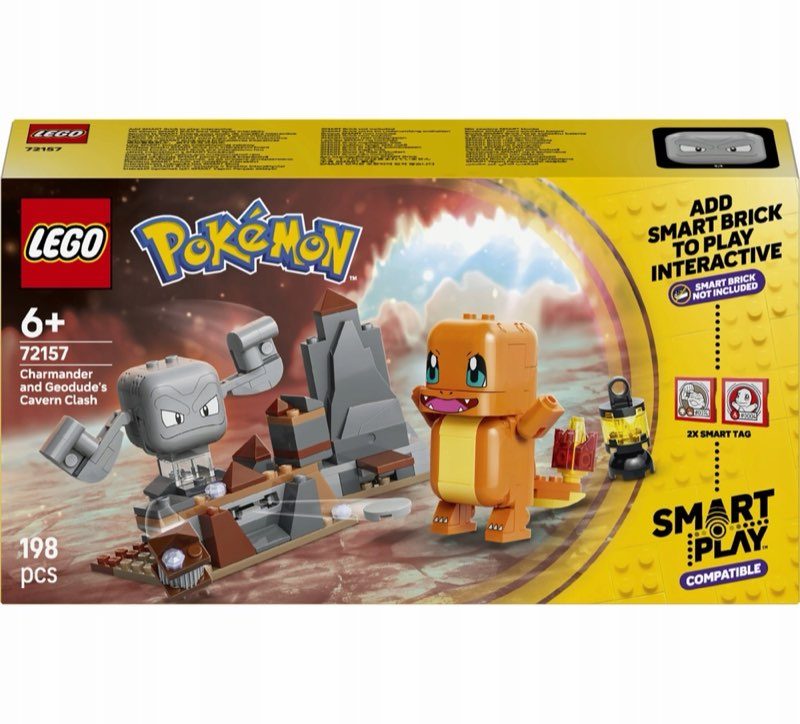 LEGO Pokemon 72157 SMART Play: Charmander i Geodude - starcie w jaskini — oryginalny zestaw klocków LEGO