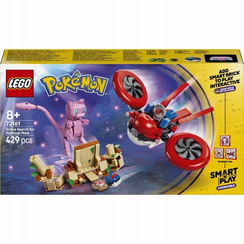 LEGO Pokemon 72161 SMART Play: Poszukiwania Mitycznego Mew za pomocą drona — oryginalny zestaw klocków LEGO