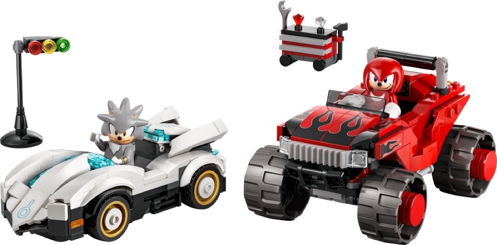 LEGO Sonic the Hedgehog 77118 Silver i samochód kontra Knuckles i monster — oryginalny zestaw klocków LEGO